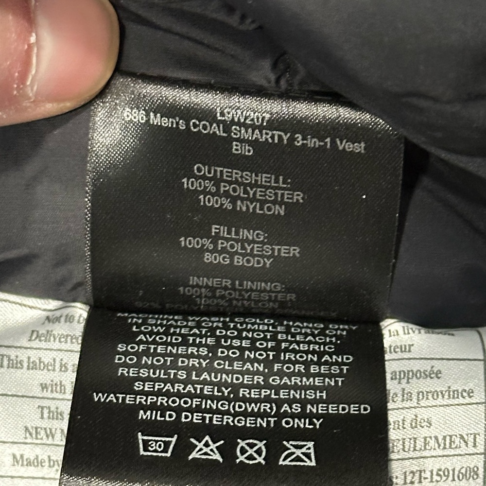 686 X Coal Smarty 3 in 1 Vest Bib Set in Black Size Large - Picture 8 of 14